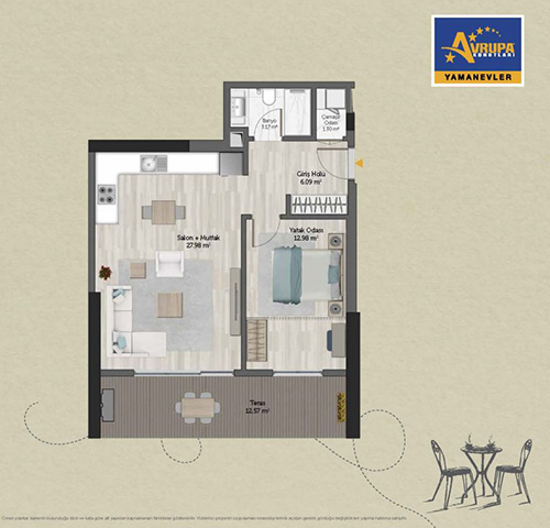 Abalpha brokerage 1+1 ET Daire Planı