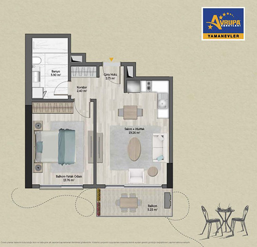 Abalpha brokerage 1+1 F Daire Planı