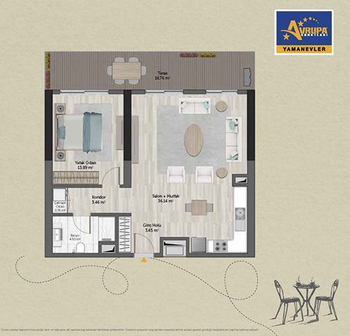 Abalpha brokerage 1+1 HT Daire Planı