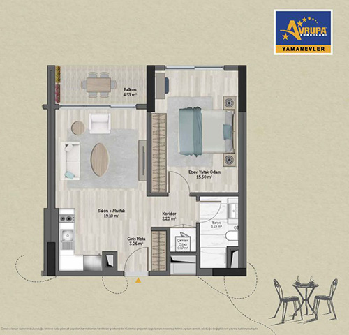 Abalpha brokerage 1+1 J Daire Planı