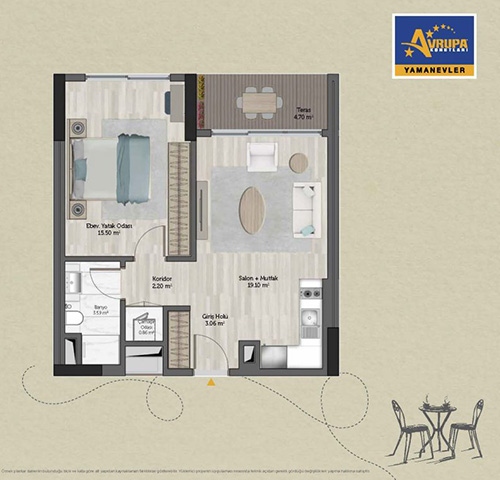 Abalpha brokerage 1+1 JT Daire Planı