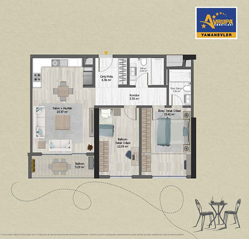 Abalpha brokerage 2+1 A1 Daire Planı