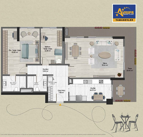 Abalpha brokerage 2+1 BT Daire Planı