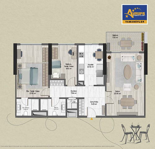 Abalpha brokerage 2+1 F Daire Planı