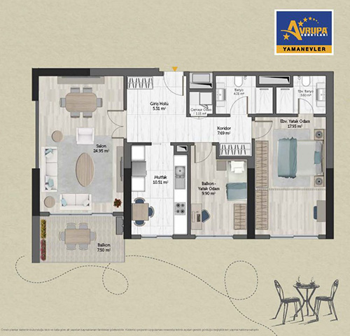 Abalpha brokerage 2+1 G Daire Planı