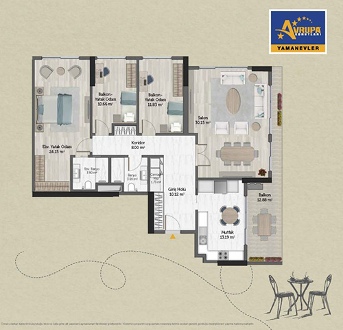 Abalpha brokerage 3+1 A Daire Planı