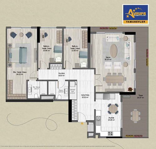 Abalpha brokerage 3+1 AT Daire Planı