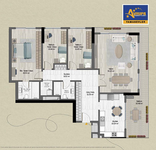 Abalpha brokerage 3+1 B Daire Planı