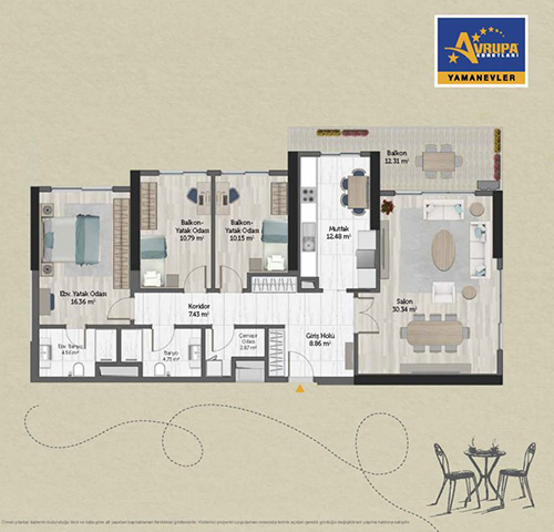 Abalpha brokerage 3+1 D Daire Planı