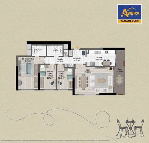 Abalpha brokerage 3+1 ET Daire Planı