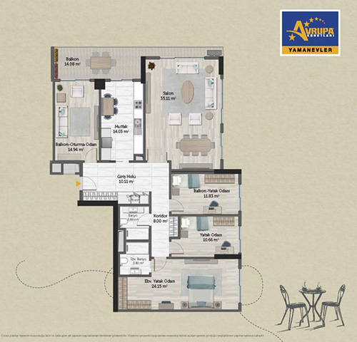 Abalpha brokerage 4+1 A Daire Planı